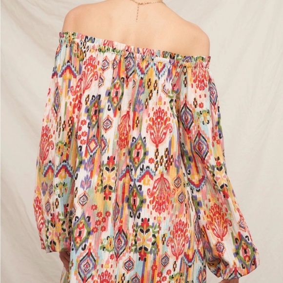 NWT En Crème Colorful Off-Shoulder Bohemian Dress - Picture 2 of 5